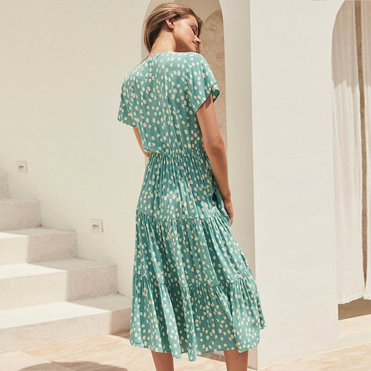 Damen Midikleid mit lockerer Passform und schickem Rüschendesign EB