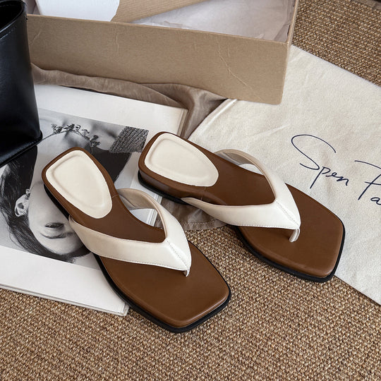 Damen Modische Zehentrenner-Sandalen mit trendigem Design und rutschfester Sohle EB