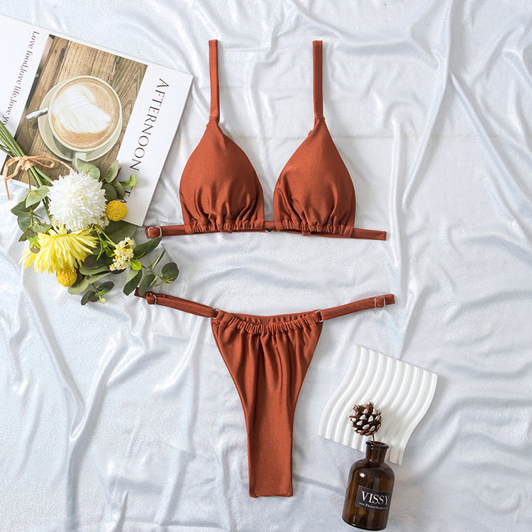 Damen Triangel-Bikini mit ultra-hohem Beinausschnitt und verstellbarem Träger EB