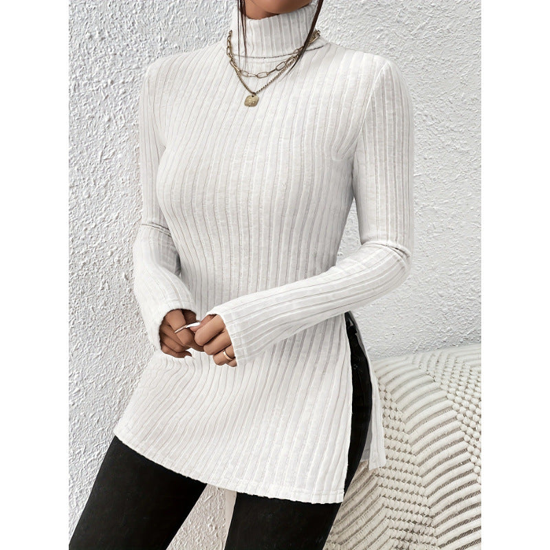 Damen Modischer Rollkragenpullover mit angesagter Rippstruktur EB