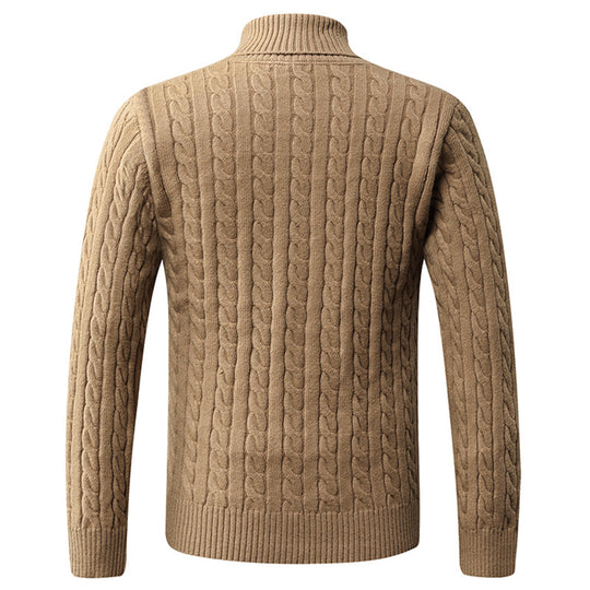 Herren Grobstrickpullover mit modernem Schalkragen und Zopfmuster EB
