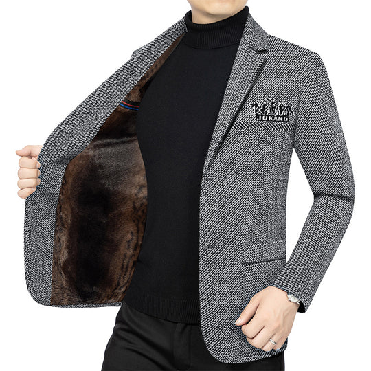 Herren Modernes Tweed-Sakko Slim Fit mit dezentem Emblem EB