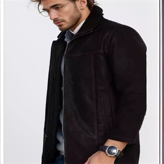 Herren gemütliche und stylische Jacke aus weichem Kunstleder EB