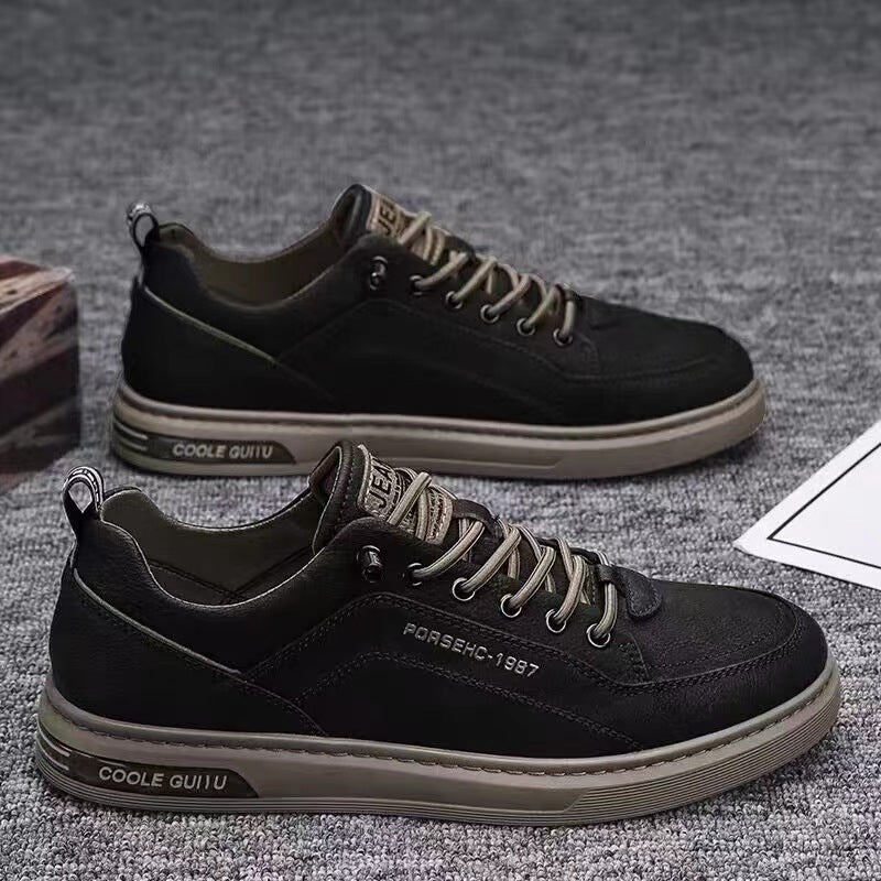 Damen lässige Leder Sneakers mit atmungsaktivem Innenfutter EB
