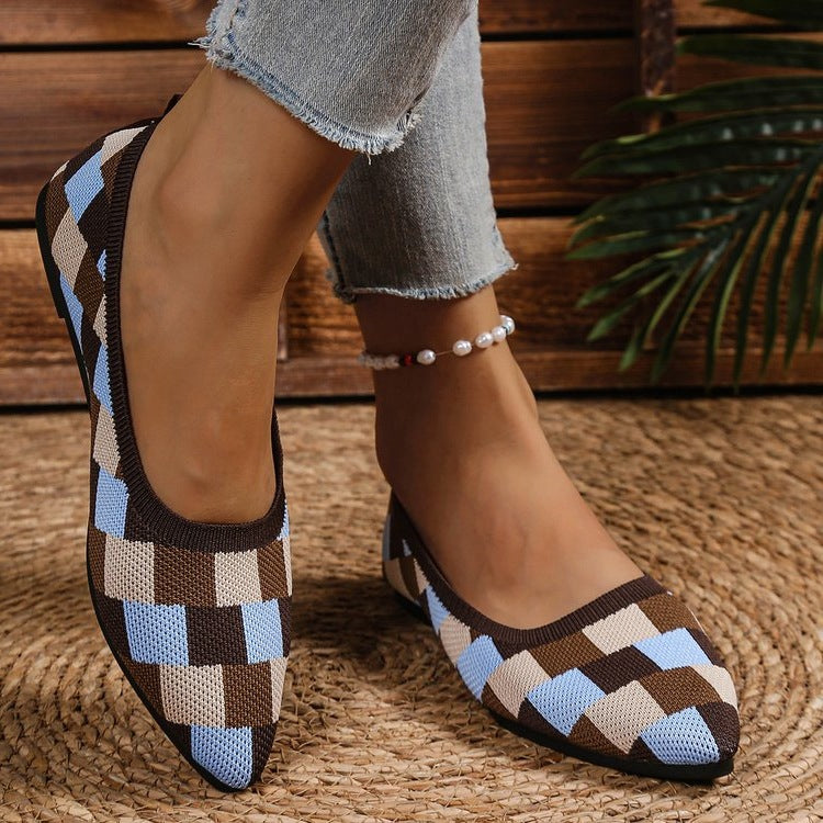 Damen Ballerinas mit geometrischem Muster und flexiblem Fußbett EB