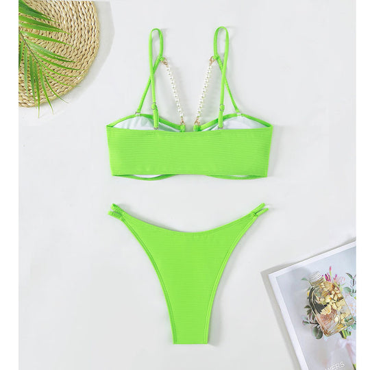 Damen raffinierter Bikinis mit Perlenakzenten EB