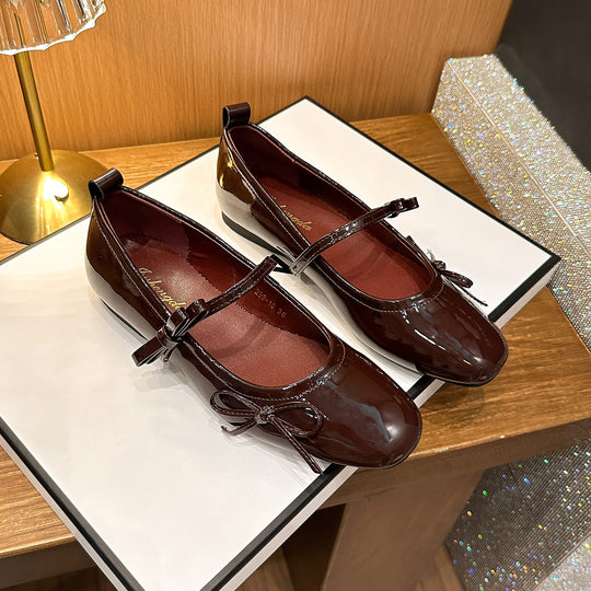Damen Ballerinas mit schimmerndem Obermaterial und verspieltem Schleifendetail EB