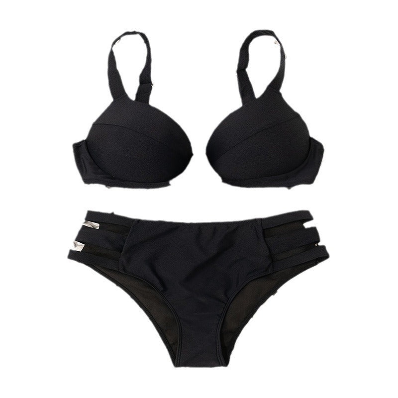 Damen Push-Up Bikini-Set mit hoch taillierter Hose und eleganten Cut-Out-Details EB