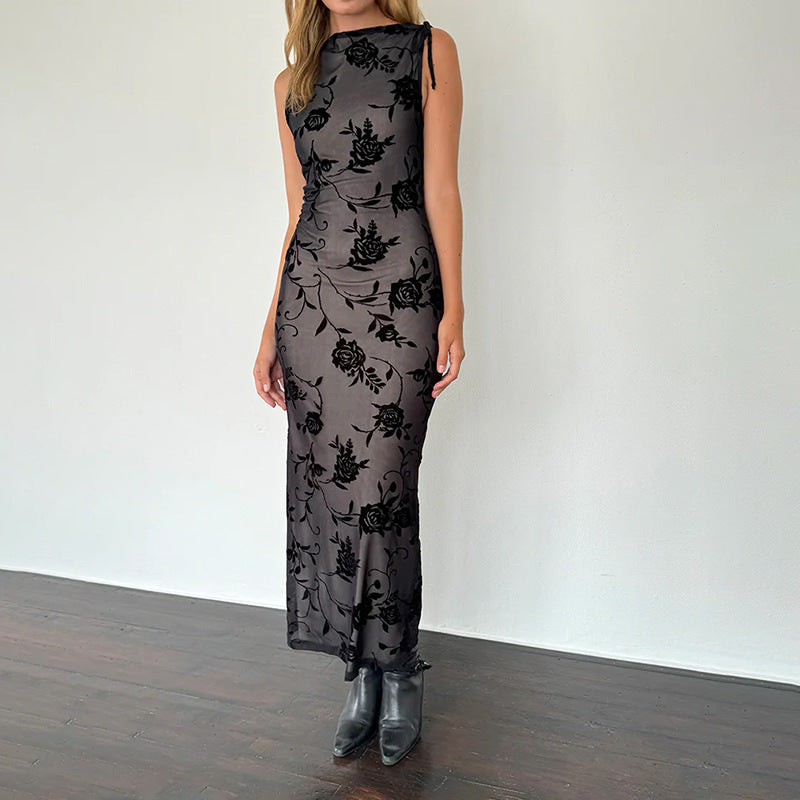 Damen Elegantes Spitzenmaxikleid mit floralem Muster EB