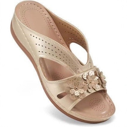 Damen Komfortable Sandalen mit dekorativem Blütendesign und atmungsaktivem Obermaterial EB