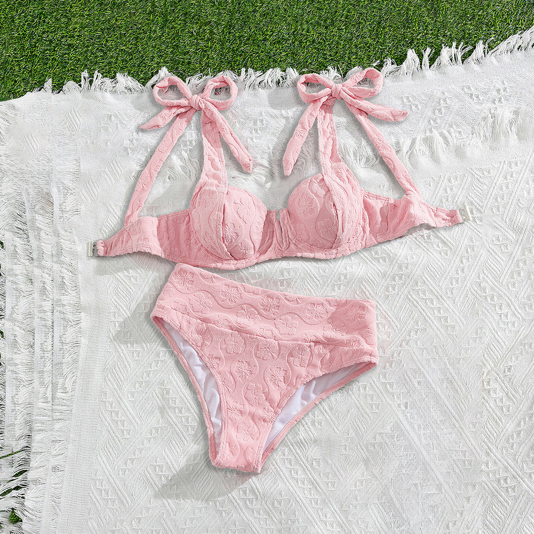 Damen Push-Up-Bikini mit floralem Textildesign EB