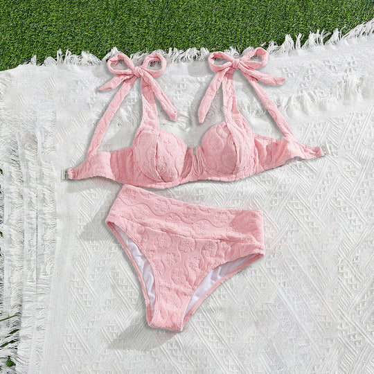 Damen Push-Up-Bikini mit floralem Textildesign EB
