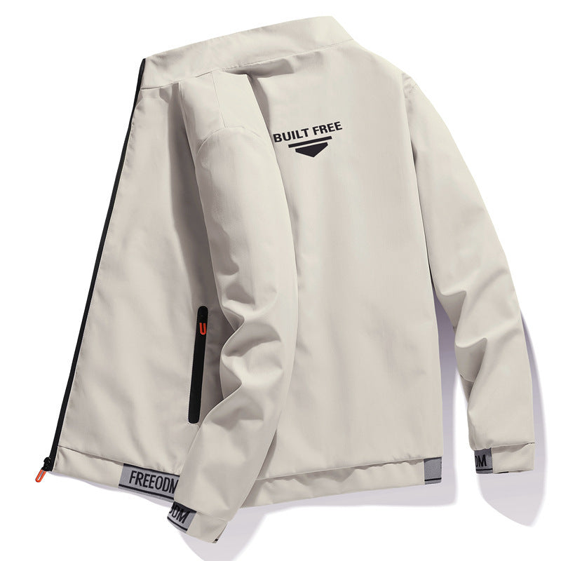 Herren leichter winddichter Freizeitblouson mit Logo-Print, Reißverschlusstaschen und elastischem Saum EB