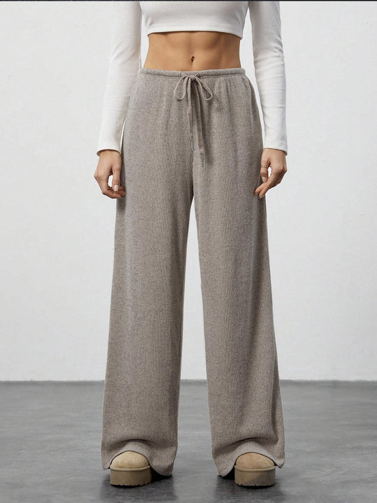 Damen Weit geschnittene Relax-Hose aus elastischem Strickmaterial mit Kordelzug EB