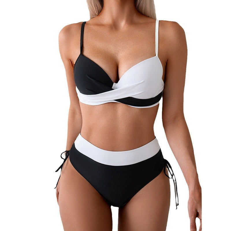 Damen Hochtaillierter Bikini mit modischem Wickel-Design EB