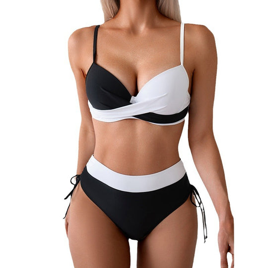Damen Hochtaillierter Bikini mit modischem Wickel-Design EB