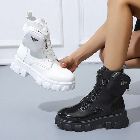 Damen Fashion Stiefel mit praktischer Taschen-Option und auffälliger Sohle EB