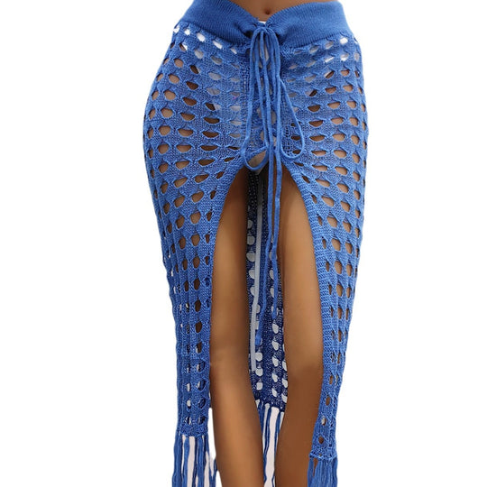 Damen gehäkelter Strand-Sarong mit Fransen EB
