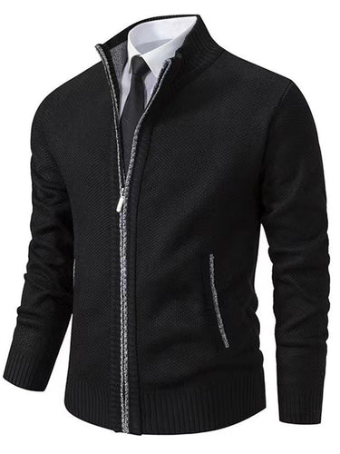 Herren modische Strickjacke mit hohem Kragen und durchgehendem Reißverschluss EB