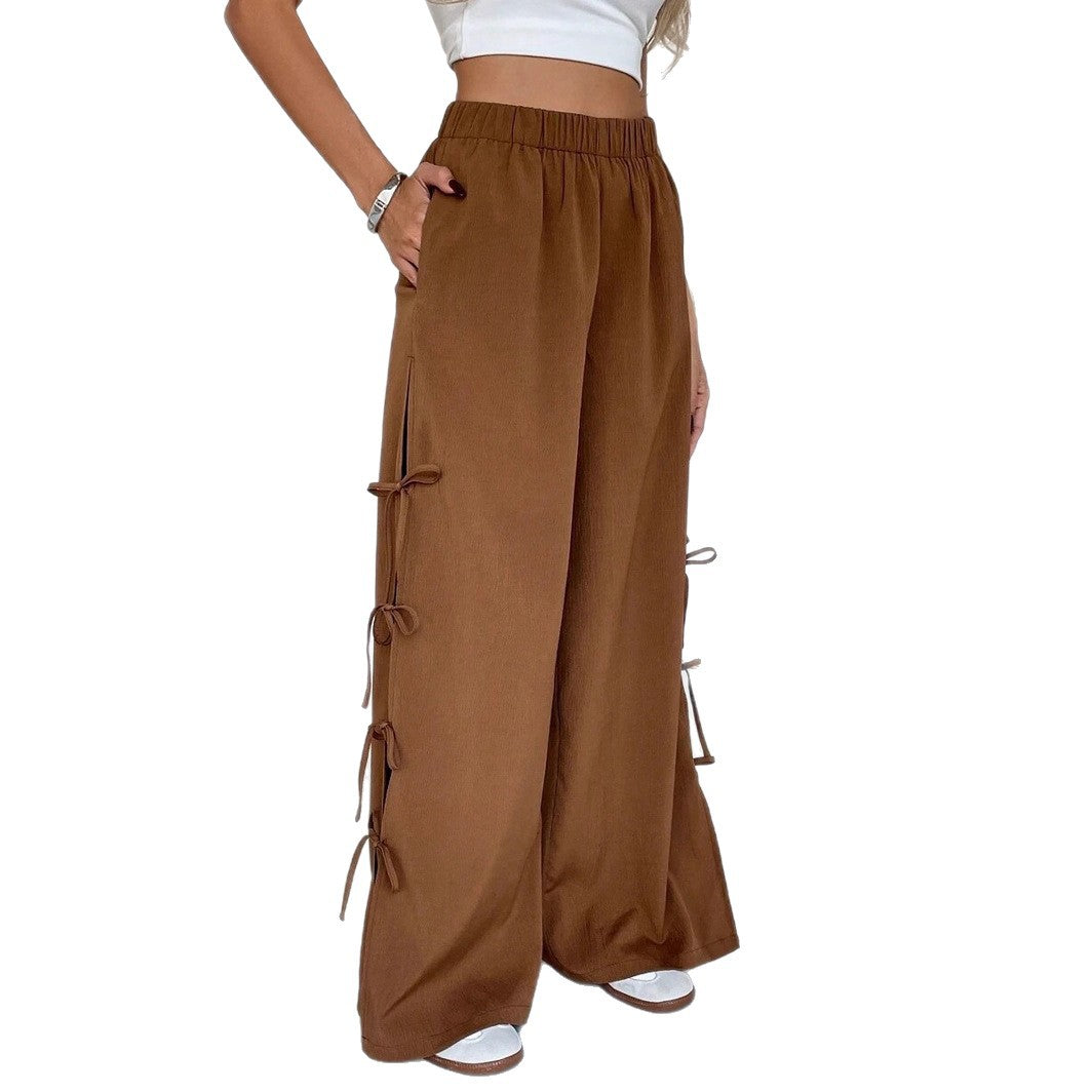 Damen weite Freizeithose mit seitlichen Schnürdetails EB