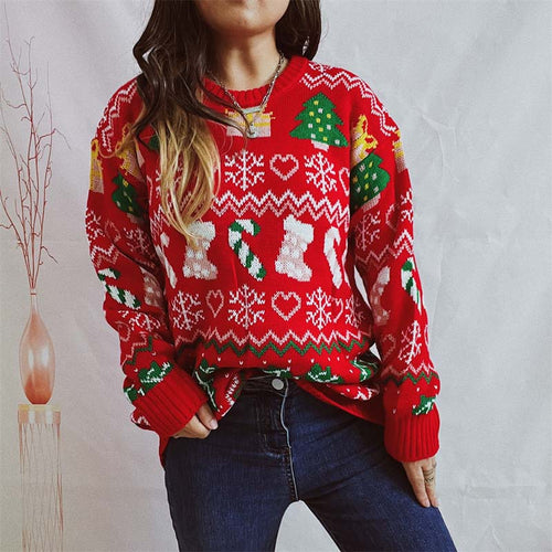 EB | Weihnachtlicher Strickpullover Mit Schneeflockenmotiv