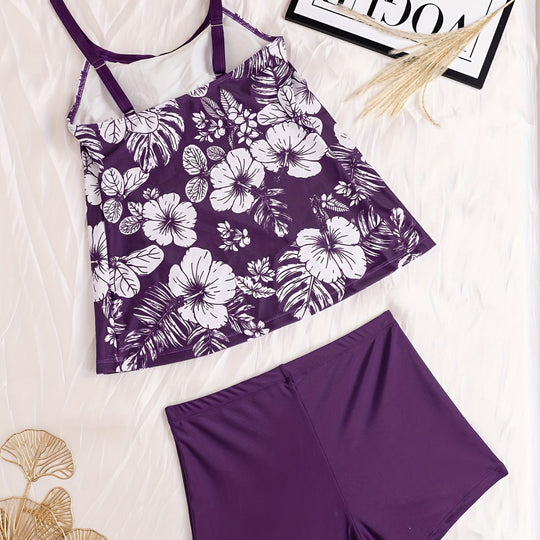 Damen Tankini mit floralem Design und komfortablen Shorts EB
