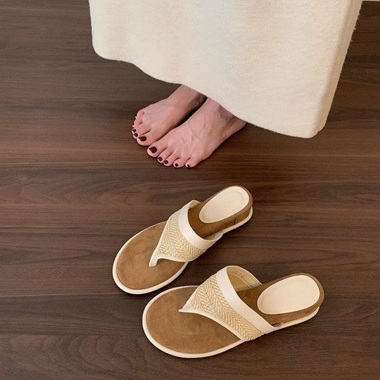 Damen elegante Riemchen-Pantoletten mit gewebtem Detail und komfortablem Fußbett EB