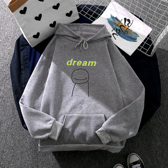 Unisex nan Oversize-Kapuzenpullover mit minimalistischem Smiley-Print, weichem Fleece-Innenfutter und praktischer Kängurutasche EB
