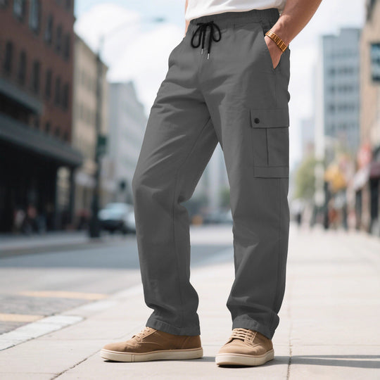 Herren nan urbane utilitarische Cargohose mit elastischem Komfortbund, Tunnelzug und verschließbaren Klappentaschen EB