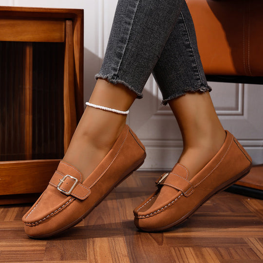 Damen Mokassins mit modischem Schnallen-Design und komfortabler Sohle EB