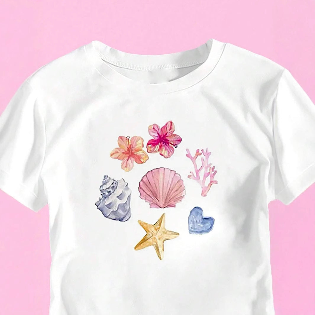 Damen Crop-T-Shirt mit maritimem Motiv EB