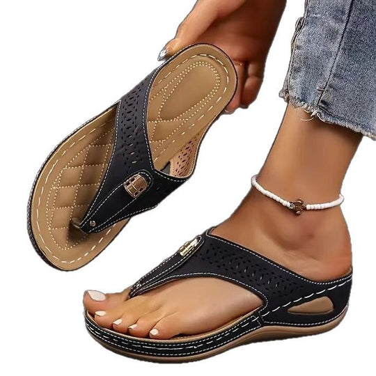 Damen Bequeme Zehentrenner-Sandalen mit atmungsaktiver Oberkonstruktion EB