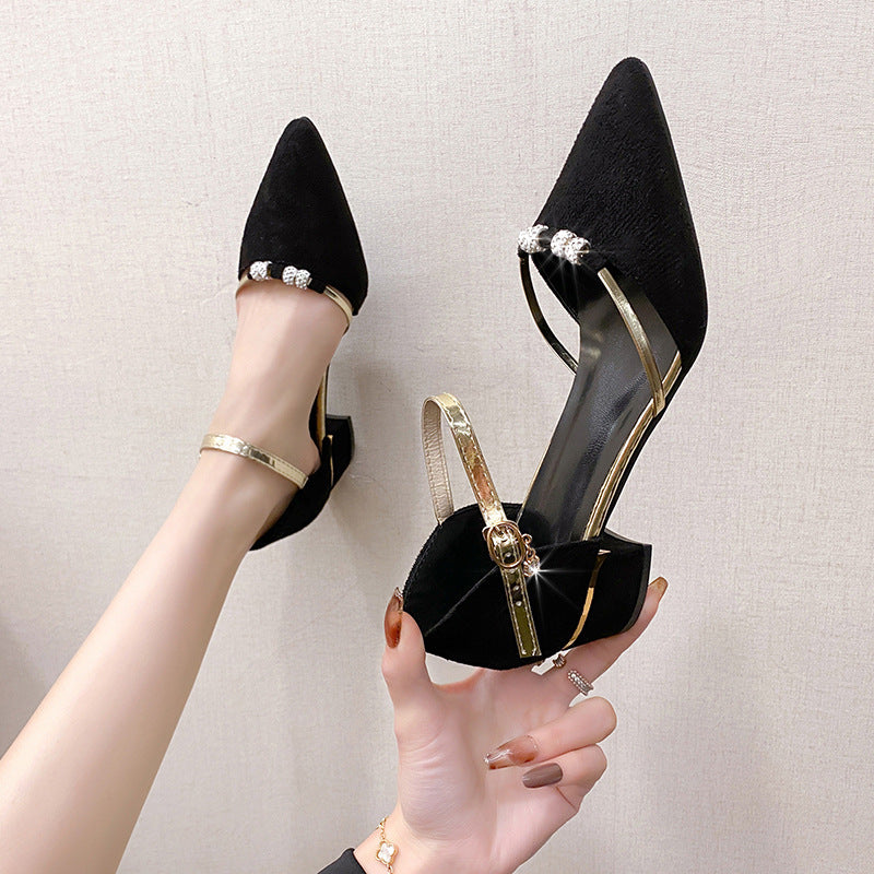 Damen Slingback-Pumps mit funkelnden Strassapplikationen und elegantem Blockabsatz EB