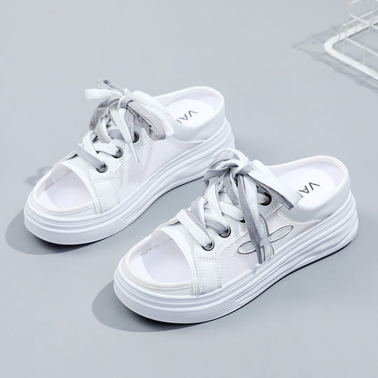 Damen Sommer Sneaker mit offenen Zehen und bequemer Sohle EB