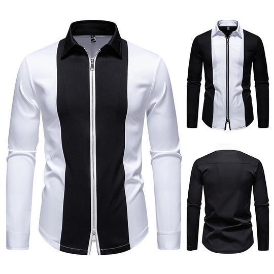 Herren Sportliches Langarmshirt mit modernem Reißverschluss und kontrastierenden Farben EB