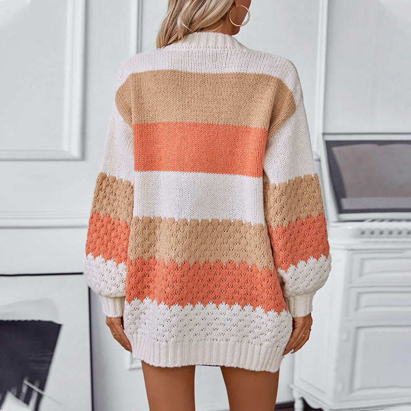Damen Strickjacke mit trendigem Blockdesign und luftiger Haptik EB