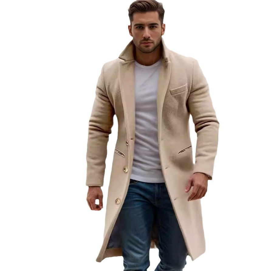 Herren eleganter Langmantel mit feinen Knopfdetails und schickem Schnitt EB