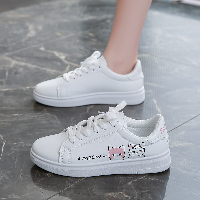 Damen Sneaker mit verspieltem Katzenmotiv und bequemer Sohle EB