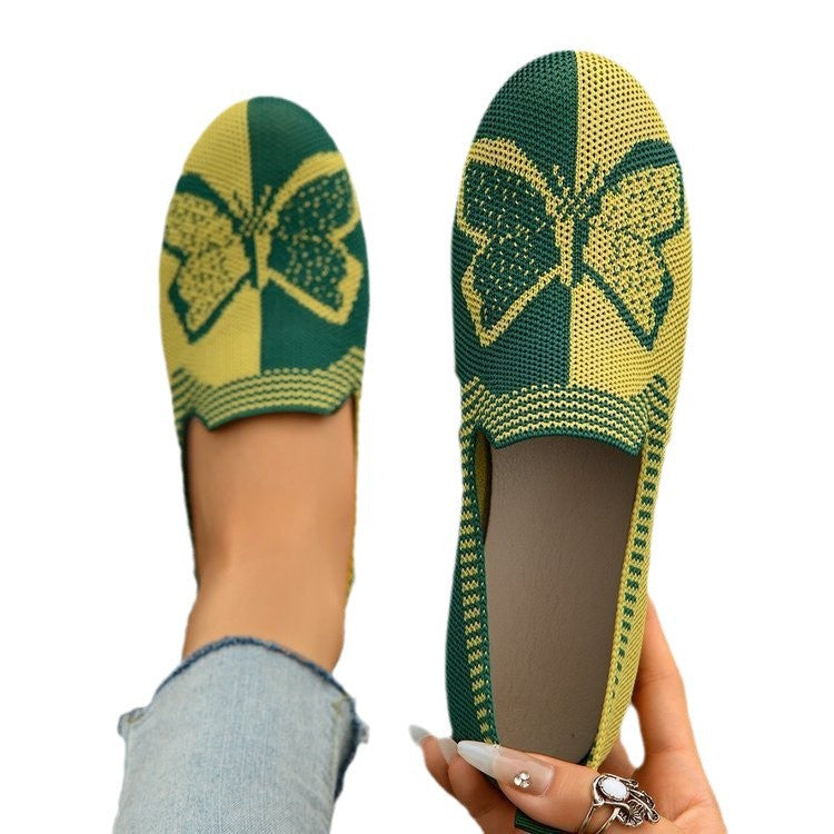 Damen bequeme und atmungsaktive Ballerinas mit floralem Design EB