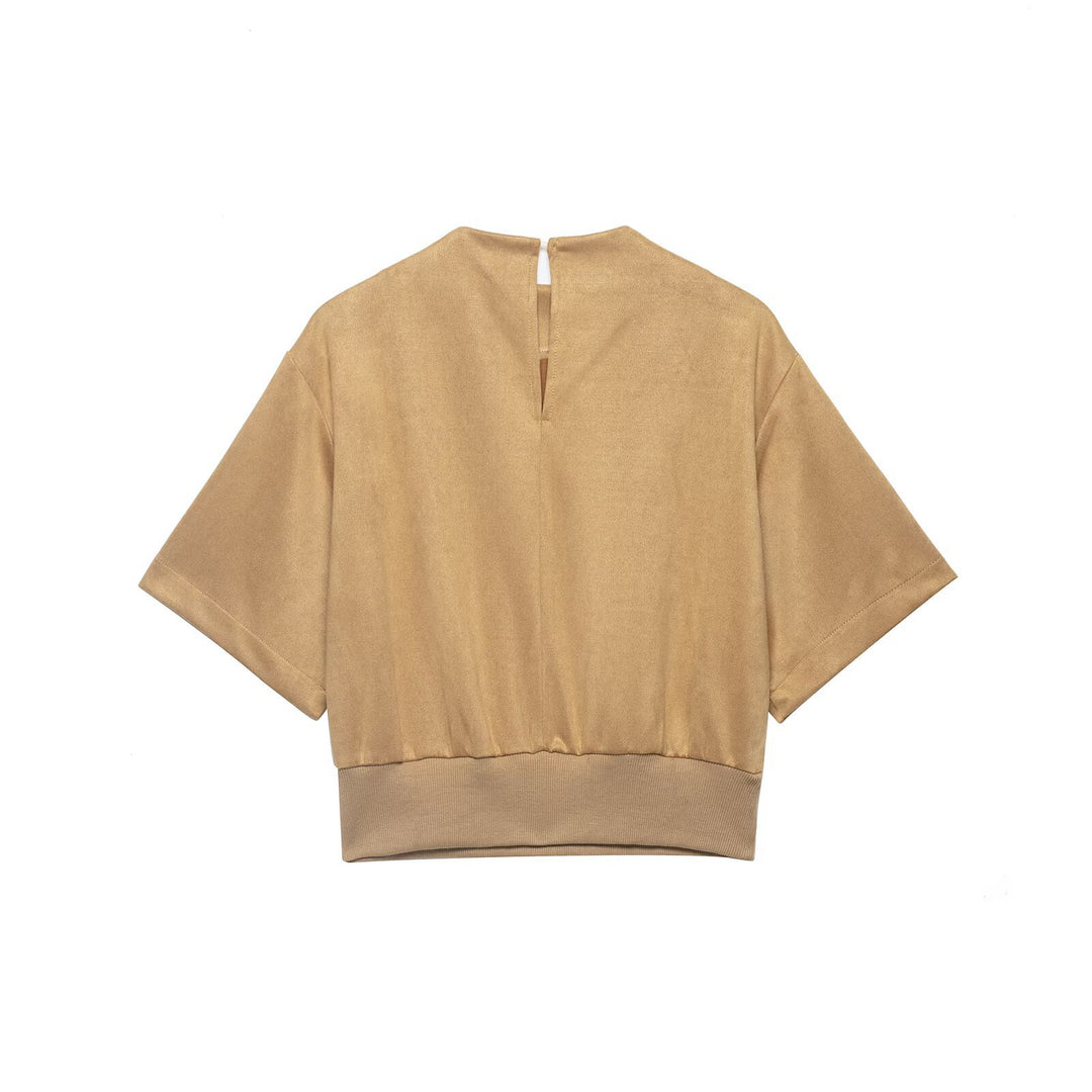 Damen Cropped T-Shirt mit elegantem Bund EB