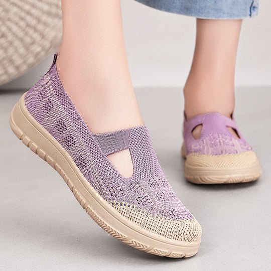Damen Komfortable Slip-On Freizeitschuhe mit luftdurchlässigem Obermaterial EB
