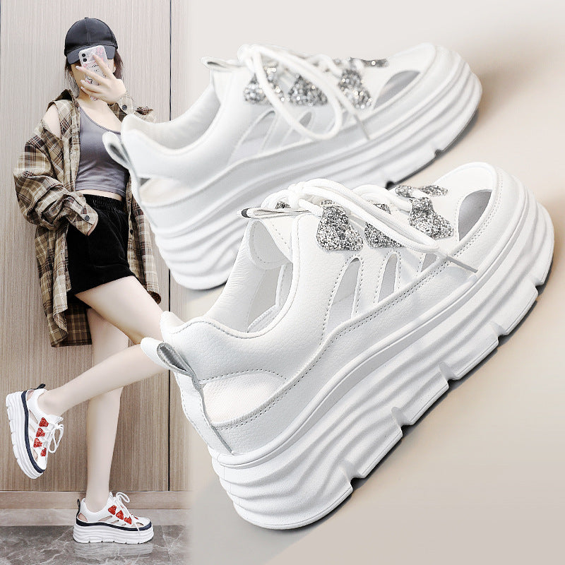 Damen Plattform Sneakers mit glitzernden Akzenten und innovativer Dämpfung EB