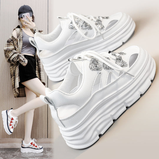 Damen Plattform Sneakers mit glitzernden Akzenten und innovativer Dämpfung EB