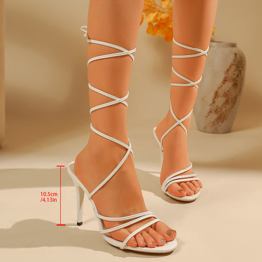 Damen elegante High Heels mit kunstvollen Kreuzriemen EB