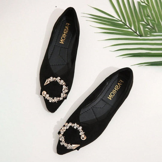 Damen Ballerinas mit funkelndem Schmuckelement EB