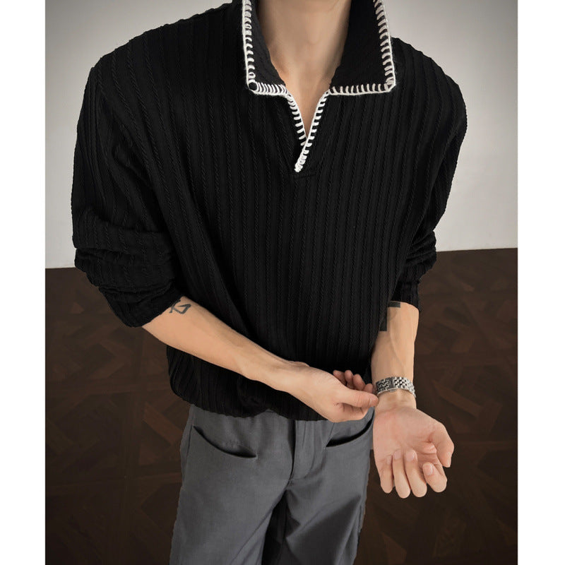 Herren Pullover mit lässigem strukturiertem Design und modischem Kragen EB