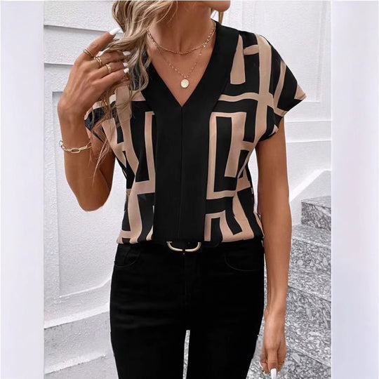 Damen Elegant geschnittene Bluse mit modernem grafischen Muster EB
