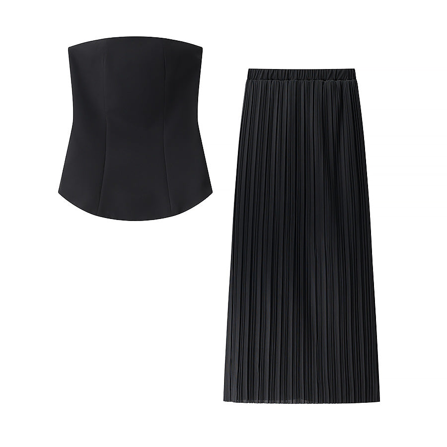 Damen Oberteil und Maxirock Set mit gestuftem Design EB