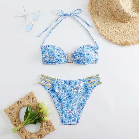 Damen Bikini-Set mit modischen Rüschen und verstellbaren Trägern EB