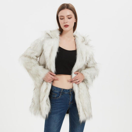 Damen Coole und lässige Kunstpelzjacke EB